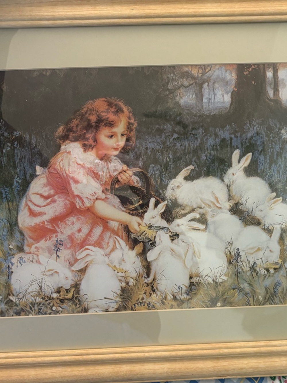 Vintage Framed "Alice in Wonderland" lithograph by Frederick Morgan (after)